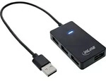 InLine USB 2.0 Hub, 4 Port, schwarz, mit USB DC Kabel, Kabel 30cm, USB 3.2 Gen 1 (3.1