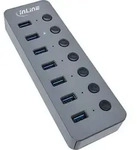 InLine USB 3.0 Hub, 7-Port, mit Schalter, Aluminium, grau, mit Netzteil, USB 3.2 Gen