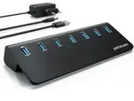 Primewire USB 3.2 Gen2 Hub, 7 Port Aktiver Verteiler mit Netzteil, 10 Gbit/s -