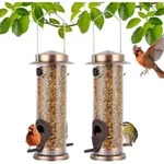 Edelstahl Futterspender f&uuml;r Wildv&ouml;gel 2 St&uuml;ck H&auml;ngend Garten V&ouml;gel Locken