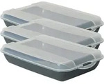 Novaliv 3er-Set Anthrazit Premium Aufschnittbox mit Transparentem Deckel,