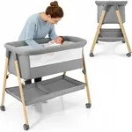Babybett freistehend & faltbar mit Matratze und Rollen &ndash; Moby-System MILI grau,