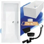 Badewanne Rechteck Set 5in1 170x75 mit Ablaufgarnitur und F&uuml;&szlig;en GRATIS +