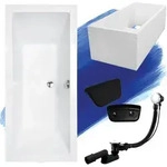 Badewanne Rechteck Set 5in1 170x75 mit Premium Ablaufgarnitur und F&uuml;&szlig;en GRATIS +