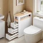 SoBuy Badezimmerschrank Schmal mit 3 Schubladen &ndash; Platzsparender Badschrank auf