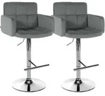 CLP 2er Set Barhocker Los Angeles Samtbezug h&ouml;henverstellbar drehbar bis 150 kg grau