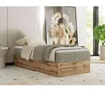 MKS MEBLE Boxspringbett 90x200 WOOD ZERO ohne Kopfteil, mit Bettkasten & Stauraum,