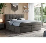 Boxspringbett mit Doppelmatratze - ALVIN-KING - 200 x 200 cm - Dunkelgrau - H4 -