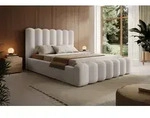 Polsterbett Doppelbett MACON 180x200cm in Stoff Euphoria Creme - Wei&szlig;
