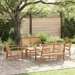 vidaXL Gartensofa-set 5 pcs Natur Massives Teakholz - Braun