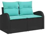 vidaXL Gartensofa Schwarz 124 x 62 x 85cm Poly-Rattan - Schwarz