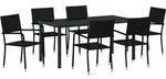 vidaXL Garten Essgruppe mit Kissen 7 pcs Schwarz Poly-Rattan - Schwarz