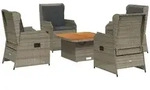 vidaXL 5-tlg. Garten-Lounge-Set mit Kissen Grau Poly Rattan - Grau