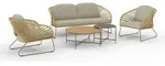 Lounge-Set Stahl beige/sand - 78x71/162x73 cm - Novella - Beige