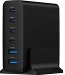 Gembird 6-Port 75W GaN USB PD Schnellladeger&auml;t in Schwarz - Schwarz