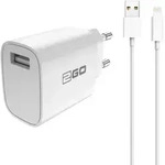 2GO Ladeger&auml;t 10,5W 1x USB-A inkl. Lightning Kabel - wei&szlig; - Wei&szlig;