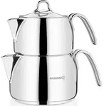 Korkmaz Perla Mega Teekanne Edelstahl 1,8 l + 3,2 l f&uuml;r Gas, Elektro, Induktion