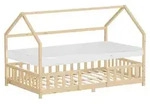 ML-Design Kinderbett 120x200cm mit Matratze Rausfallschutz Dach & Lattenrost Natur