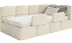 Selsey Cloudy &ndash; Jugendbett 90x200 cm, rechtsseitig, mit Boucl&eacute;-Bezug und