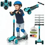 JUSKYS&reg; Kinderroller Lumox - Blau, LED R&auml;der, h&ouml;henverstellbarer Kinderscooter -