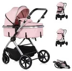 Chipolino Kombikinderwagen Pearl 2 in 1 umbaubar Rucksack Fu&szlig;sack Korb Federung rosa