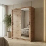 BEAUTYSOFA | Schwebet&uuml;renschrank HELA 120 cm Eiche Artisan &ndash; 2-t&uuml;rig Moderner