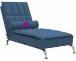 vidaXL Massage-Chaiselongue mit Nackenrolle Blau Stoff - Blau