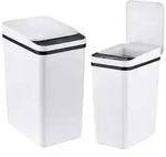 Relaxdays M&uuml;lleimer mit Sensor, 2er Set, 9L & 15L, elektrischer Deckel,