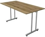 Kerkmann Smart office Schreibtisch eiche rechteckig, C-Fu&szlig;-Gestell silber 140,0 x