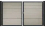 GroJa Solid Grande Tor Steingrau co-ex DIN rechts 300x180x4 cm Alu-Rahmen DB 703,