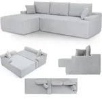 Juskys Sofa Coredo - Hellgrau, moderne Couch aus Cord mit Kissen, Ottomane links -