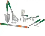 HI 8-tlg. Gartenwerkzeug-Set Silbern Metall