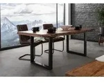 MASSIVMOEBEL24 Baumtisch Akazie 200x100x77 natur lackiert / U-Beine anthrazit