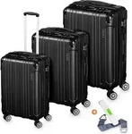 Hartschalenkoffer Kofferset 3 teilig mit TSA Zahlenschloss 4 Rollen ABS-Hartschale,
