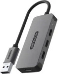 USB-Hub mit USB-A Eingang und 4x USB-C Ausg&auml;ngen, 15 cm Kabell&auml;nge, 5 Gbit/s