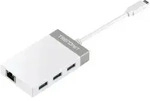 TRENDnet TUC-ETGH3 USB-C to Gigabit Ethernet Adapter + USB Hub - Grau/Wei&szlig;