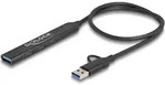 Delock 4 Port Slim USB Hub mit Type-C oder Typ-A zu 3 x 5 Gbps+ 1 (64272) - Schwarz