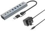 Conceptronic HUBBIES20GP 7-Port USB 3.2 Gen 1 Hub mit Netzteil, 5Gbps, USB-C x 3,