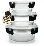 BigDean Glasbeh&auml;lter mit Deckel in 3 Gr&ouml;&szlig;en - Mikrowellengeschirr Glas - Meal Prep
