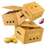 Relaxdays Aufbewahrungsboxen, 3 Gr&ouml;&szlig;en, Kartoffelaufbewahrungsbox, Zwiebelbox,