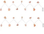 LED Lichterkette, 20x Salzkristalle, Batterien, Timer, L 165 cm - Rosa