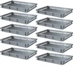 10 durchbrochene Eurobeh&auml;lter mit 2 Griffleisten, LxBxH 600x400x75 mm, 14 Liter -