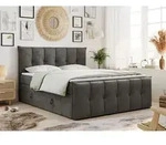 King Boxspringbett 180x200, Boxspringbett 180x200 mit Bettkasten und Matratze H4,