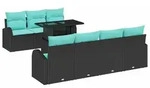 vidaXL Gartensofa-set mit Kissen mit Kissen 8 pcs Schwarz Poly Rattan - Schwarz