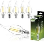 LUMILED BA35 E14 LED Lampe 6 St&uuml;ck Set 7W (ersetzt 60W) 770 lm Filament Glas