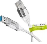 Goobay 74381, USB 3.0 type A, RJ45, 5 m, Wei&szlig; - Wei&szlig;