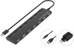 Conceptronic HUBBIES08BP 7-Port-USB-2.0-Hub mit Netzteil - Schwarz