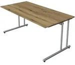 Schreibtisch start up Fu&szlig; silber BxT 160x80cm eiche - Braun/Silber