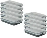 Novaliv 10er-Set Anthrazit Premium Aufschnittbox mit Transparentem Deckel,