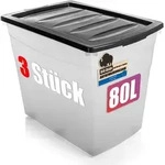 BigDean 3 St&uuml;ck 80 L Aufbewahrungsbox mit Deckel gro&szlig; Budget Line Plastikbox...